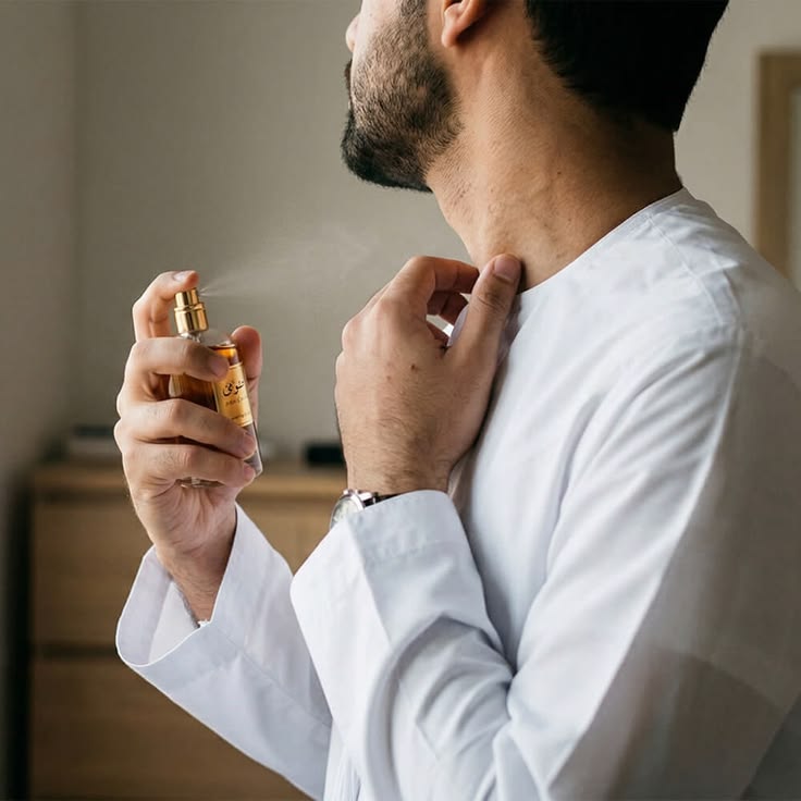 Xịt nước hoa lên áo